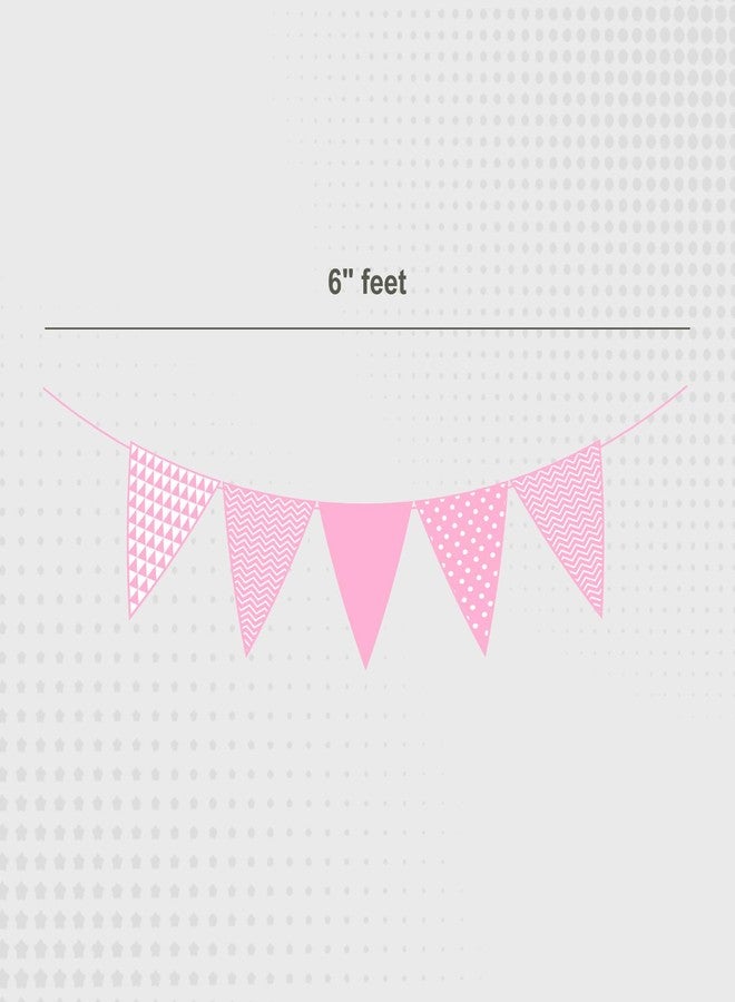 Untumble Half Birthday Decoration for Baby Girl - Pink Bunting Banner, 1/2 Birthday Cap, Triangle Bunting - Pack of 3 - Image 4